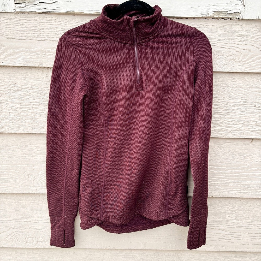MONDETTA Solid Core Half Zip Womens Thick Knit Burgundy Pullover XS Base Layer